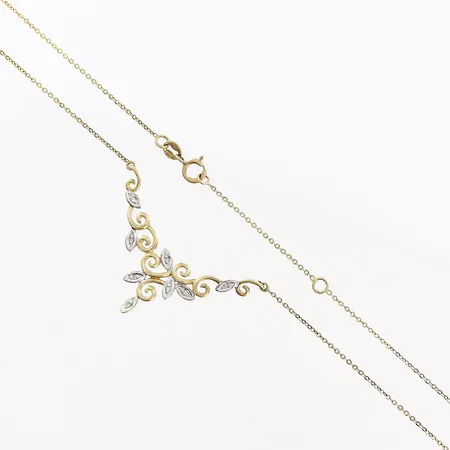 Collier med diamanter 8 x ca 0,005ct, 42cm/45cm, bredd 0,5-17mm, 18K Vikt: 2,9 g