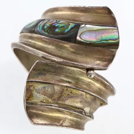 Armband stelt öppningsbart, innermått 15cm, flexibel, bredd: 22-70mm,med stenar, stenar saknas, Sterling Mexico 925/1000 Vikt: 37,2 g