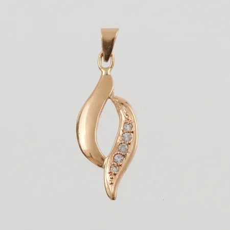 Hänge med vita stenar, 29x10,5mm, 18K, 1,5g.