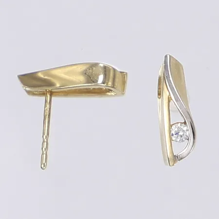 Ett par örhängen med vita stenar 14x5mm saknar snurrebussar 14K  Vikt: 1,9 g