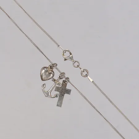 Kedja, Pansar, längd 43cm, 3 hängen, GHA, 925/1000 silver Vikt: 3,2 g