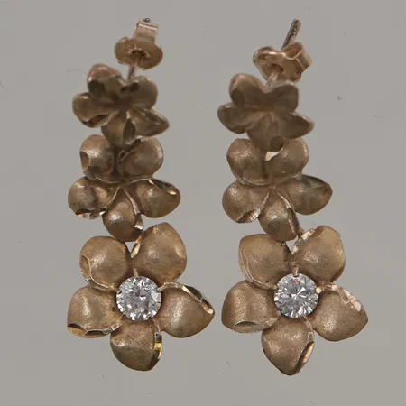 Hänge "blommor" 34mm, vita stenar, 925/1000 Silver 4,8g.