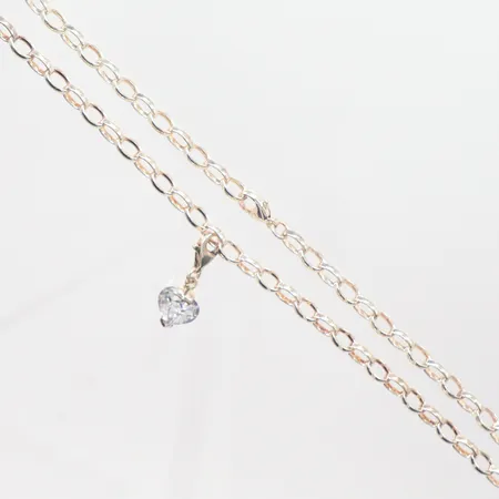 Collier ankar, vit sten, silver 925/1000 längd 41,5cm, bredd 5mm Vikt: 18 g