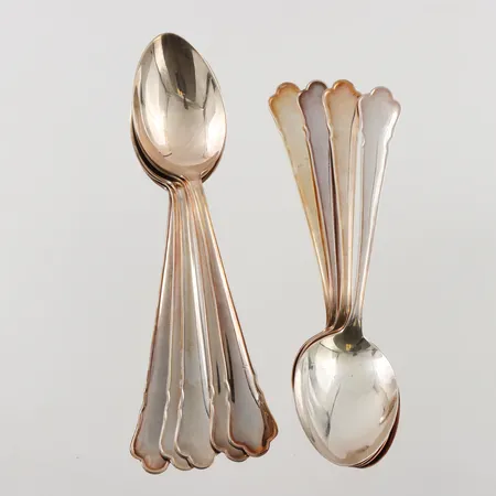 9 Bordsskedar, modell Chippendale, 18cm, 830/1000 silver, 379,1g.