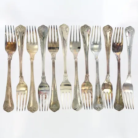 12 matgafflar 17,5cm, silver 830/1000 Vikt: 504,4 g