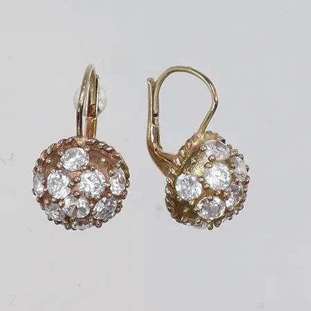 Ett par Örhängen med vita stenar 11x18mm 14K Vikt: 3,9 g