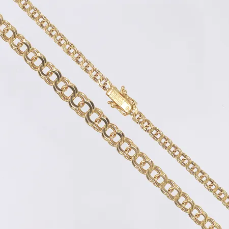 Collier doserad Bismarck längd 44cm bredd 4-6mm svenska stämplar 1994 fint skick 18K Vikt: 15,5 g