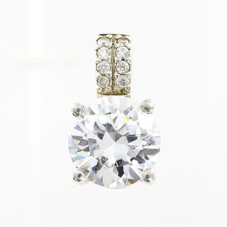 Hänge 21x13mm, vita stenar, GHA, silver 925/1000 Vikt: 5,4 g