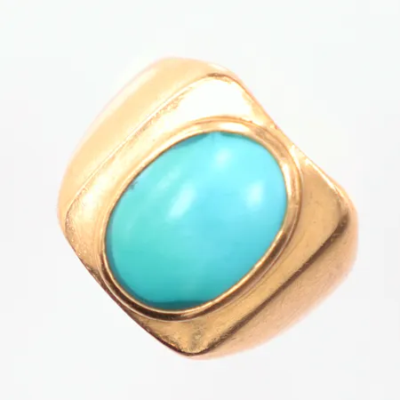 Ring med blå sten Ø18½, ojämn i skenan, 18K Vikt: 12,6 g