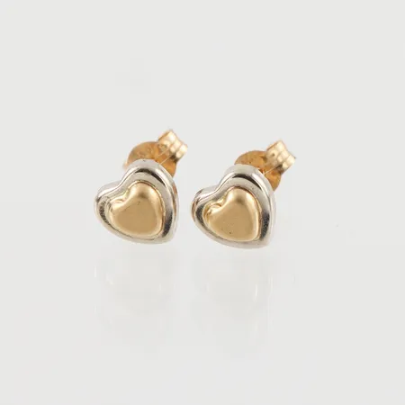 Ett par örhängen hjärtan, 6x6mm, stift, 14K, 0,7g.