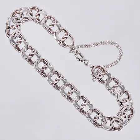 Armband Bismarck, längd ca 18,5cm, bredd ca 9mm, med säkerhetskedja, 835/1000 silver  Vikt: 14,4 g