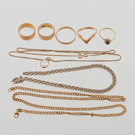 Diverse guld, defekter/gravyrer, 18K, 33,8g.