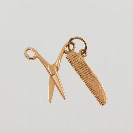 Hänge sax & kam, 21mm, 18K, 0,8g.