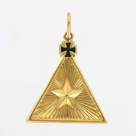 Hänge 22x17mm, dubbelsidig, 18K.  Vikt: 1,2 g