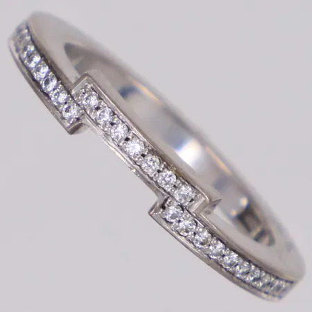 Ring med briljantslipade diamanter 0,145ctv, TW/SI, Deco Thin Ring, design Efva Attling, Wedding Collection, stl 16½, bredd 3,2mm, höjd 2,9mm, repor, vitguld 18K, originalask. Nypris 27 000kr Vikt: 4,9 g