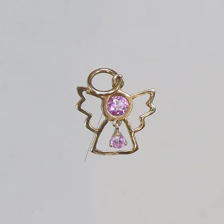 Hänge med rosa sten, 12x10mm, 18K Vikt: 0,4 g