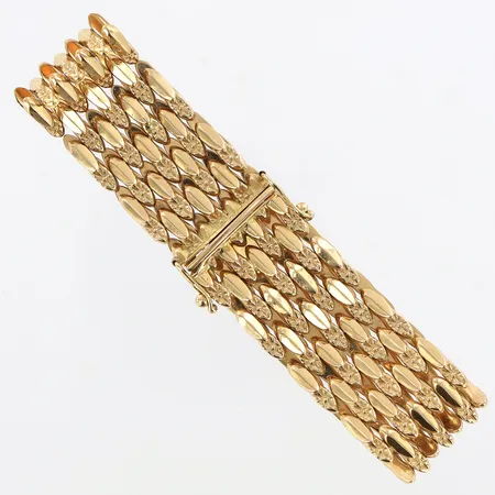 Armband 19,5cm, bredd: 21mm, säkerhetsöglor, 18K Vikt: 39,9 g