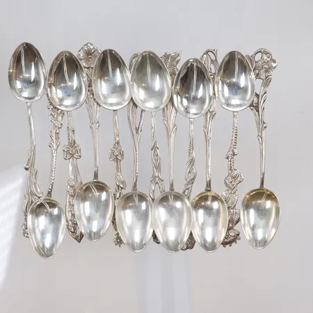 12st Moccaskedar modell Svenska Floran längd 10cm silver GEWE 830/1000 Vikt: 108,1 g