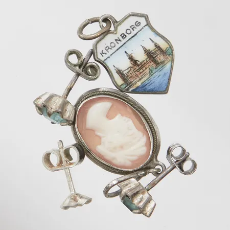 Diverse silver, lösa stenar, slitage, 800-925/1000 silver, bruttovikt: 5,0g Vikt: 0 g