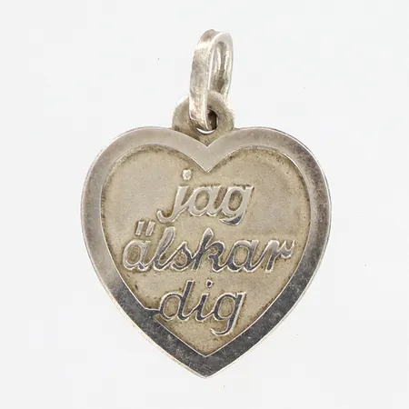 Hänge hjärta, med text, ca 21mm, 925/1000 Silver Vikt: 1,2 g