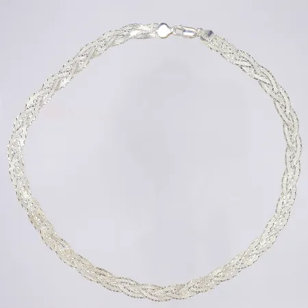 Halscollier flätat GHA längd 43cm bredd 8mm silver 925/1000 Vikt: 17,9 g