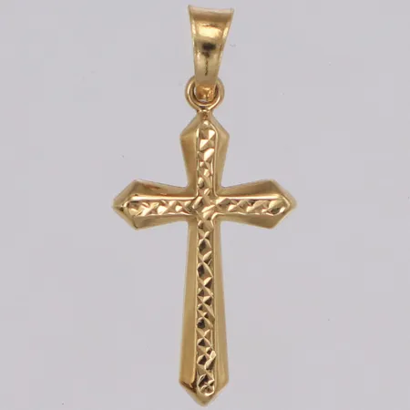 Hänge kors med mönster, längd 22mm, bredd 10mm, ihålig, 18K Vikt: 0,5 g