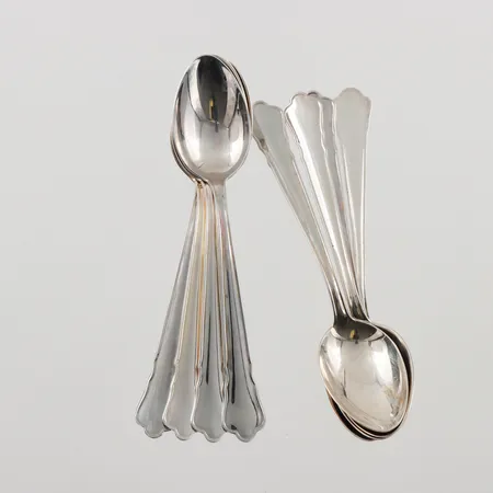 8 Kaffeskedar, modell Chippendale, 12cm, 830/1000 silver, 110,5g.