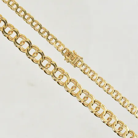 Collier Bismarck, doserad, 50½ cm, bredd 5-9 mm, 18K. Vikt: 33,8 g