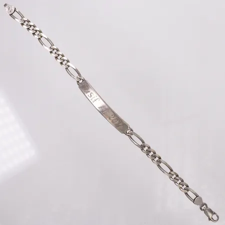 Armband Figaro platta, 21cm, bredd 6,4-7,8mm, gravyr, 925/1000 silver Vikt: 21 g