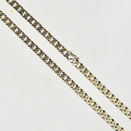 Kedja Pansar, längd 45½ cm, bredd 4 mm, blek förgyllning, 835/1000 silver. Vikt: 22,6 g