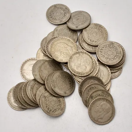 50st svenska mynt i silver, 1kronor, 400/1000, vikt 347,09g.