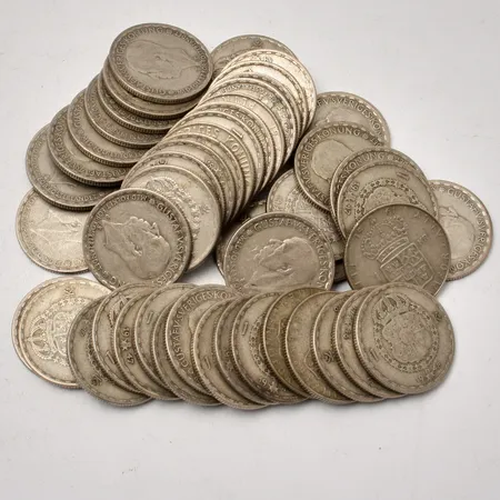 50st svenska mynt i silver, 1kronor, 400/1000, vikt 346,61g.
