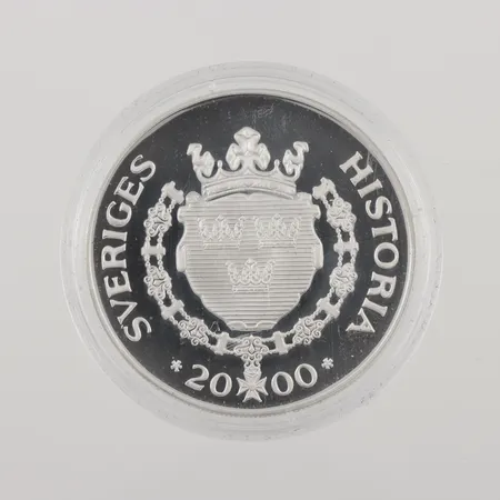 Minnesmynt Krigstiden - En svensk tiger, år 2000, Sveriges historia, Ø38,7mm, plastetui, 925/1000 silver, 21,9g.