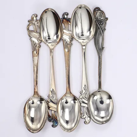 5 Kaffeskedar Th Martinsen längd 11,5cm silver 830/1000 Vikt: 56 g