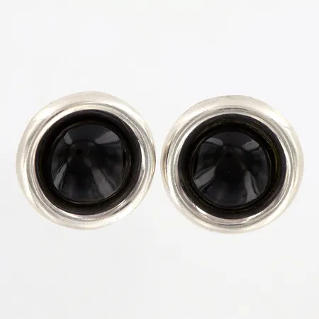 Ett par örhängen med svarta stenar, Ø30mm, clips, 925/1000 Silver Vikt: 23,8 g