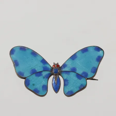 Brosch i form av fjäril, emalj, 52x35mm, vitmetall