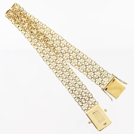 Armband X-länk med stav, 19cm, bredd 12mm, 18K Vikt: 14 g