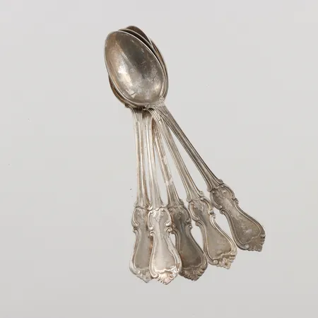 5 Kaffeskedar, 11,5cm, 830/1000 silver, 62,3g.