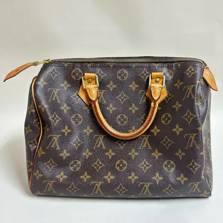 Väska Louis Vuitton Speedy 30, referensnr M41522, ca 30x24x20cm, monogramcanvas, lås utan nyckel, bruksslitage, fläckig insida, kvitto Stockholm 2009, inga tillbehör
