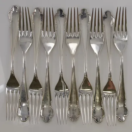 10 Gafflar, 18cm, MGAB, 830/1000 Silver 376,7g.