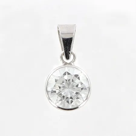 Hänge vit sten 14x7mm, vitguld, 18K.  Vikt: 0,7 g