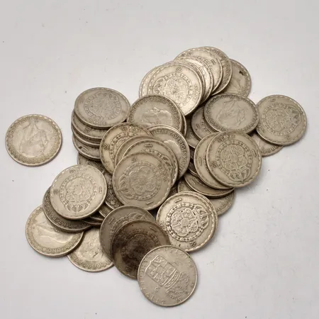 50st svenska mynt i silver, 1kronor, 400/1000, vikt 346,87g.