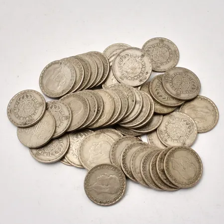  50st svenska mynt i silver, 1kronor, 400/1000, vikt 346,31g.