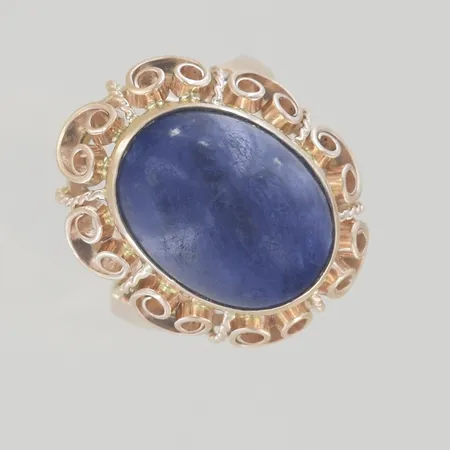 Ring med blå sten Lapis Lazuli, Ø 17,5 mm B 3-21mm, 14k Vikt: 7,3 g