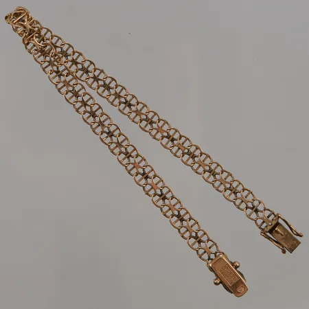 Armband x-länk med stav, 19cm, bredd:6mm, 18K 6,6g.