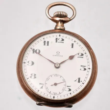 Fickur Omega, Ø35mm, manuell, liten sekundvisare, verk-nr 5340168, boett-nr 641450, silver 900/1000, bruttovikt 34,6g.
