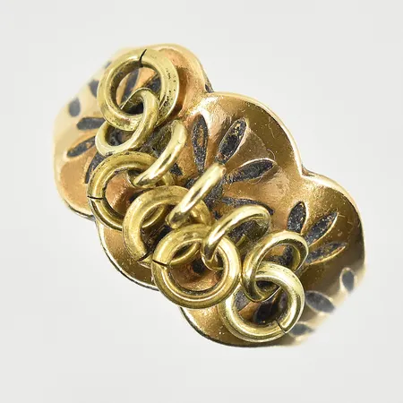 Ring Kalevala Koru, Finland, stl 19¼, bredd 5-13 mm, öppen ringskena, skev skena, brons. Vikt: 0 g