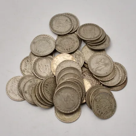  50st svenska mynt i silver, 1kronor, 400/1000, vikt 347,26g.