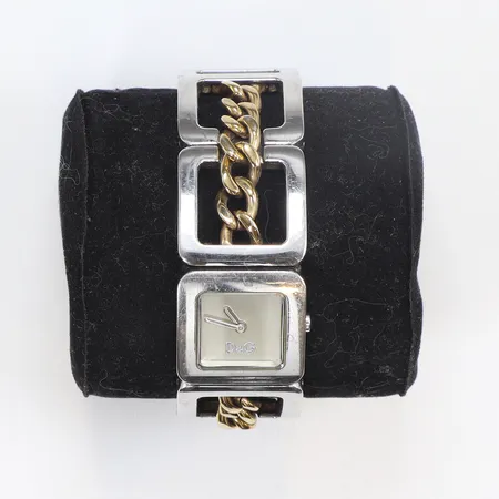 Damur Dolce & Gabbana 21x22mm, stål, quartz (går ej) servicebehov, kronan trög att ställa tiden, med påse 