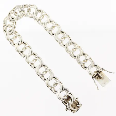 Armband Bismarck 19cm, bredd 11mm, ögla för berlock, GK Stockholm 1965, silver 830/1000. Vikt: 24,9 g